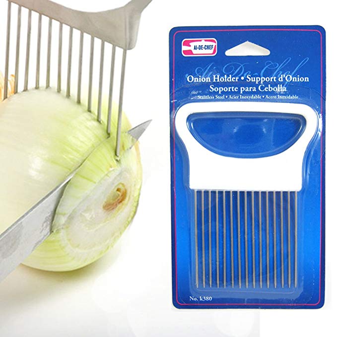 1 New Onion Holder Slicing Guide Stainless Steel Prongs Holds Slice Aid Cutting