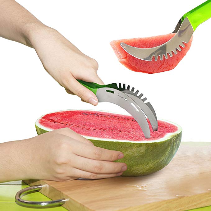 Premium Top Rated Watermelon Slicer As Seen On TV - Large Convenient Stainless Steel Cutter & Knife - Easy To Use - Eco & Kids friendly!