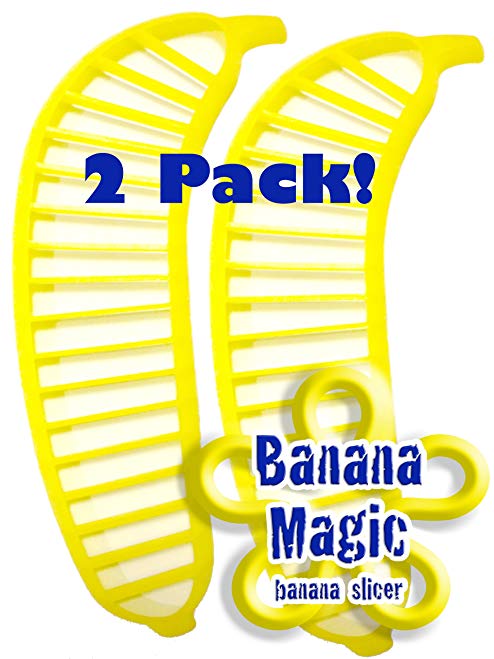 2 Pack Banana Slicer Cutters * Banana Magic * Kitchen Tool - Handy Gadget instantly slice chop banana chips no knife necessary !