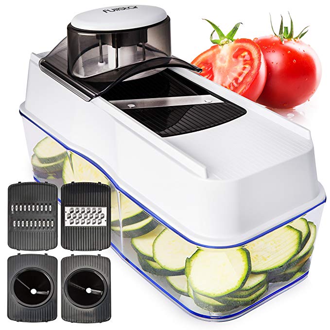 Mandoline Slicer Spiralizer Vegetable Slicer - Veggie Slicer Mandoline Food Slicer with Julienne Grater - V Slicer Mandoline Cutter - Vegetable Cutter Zoodle Maker - Vegetable Spiralizer