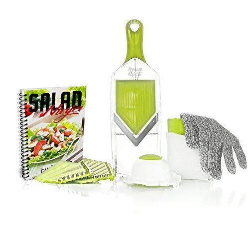 Mandoline Slicer For Kitchen - Vegetable Slicer & Japanese Julienne - Professional Hand-Held Stainless Steel For French Fry Cutter - Potato & Apple Slicer - Chopper FREE Cut Resistant Glove & E-Book