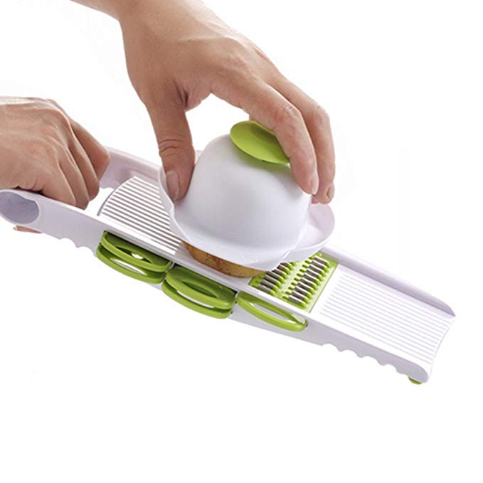 ZEFL Kitchen Vegetable Fruit Cutter, Chopper, Grater & Julienne Slicer with 5 Stainless Steel Interchangeable Blades