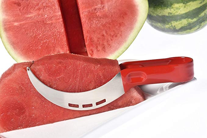 SureBlade Watermelon Slicer – Stainless Steel Corer, Cutter, Server Knife Tongs For Melons, Cantaloupes, Honeydews – Best Multifunctional Kitchen Gadget Slicer For Fruit Salad Prep – Dishwasher Safe