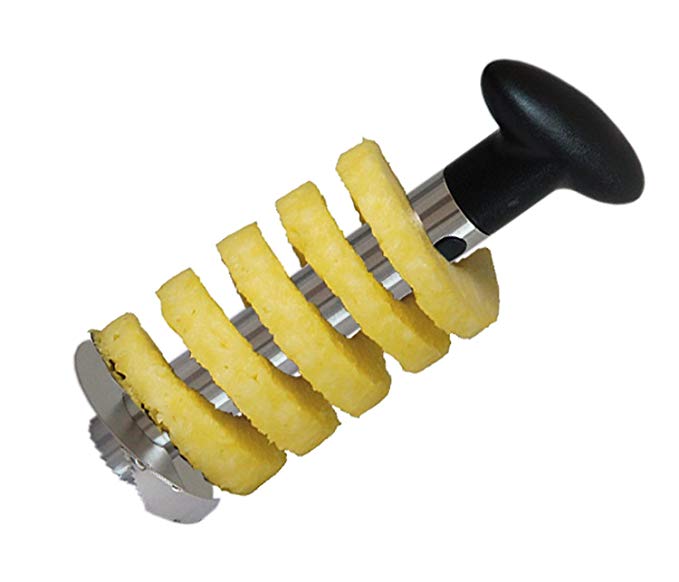 Pineapple Slicer And Corer - Looking For A Top Of The Line Pineapple Slicer And Corer? Food Grade Stainless Steel Has A Large Blade Yielding More Pineapple And With Thicker Slices - Better Than Using A Knife To Get Fresh Pineapple - No Need To Keep Eating Canned Pineapple.