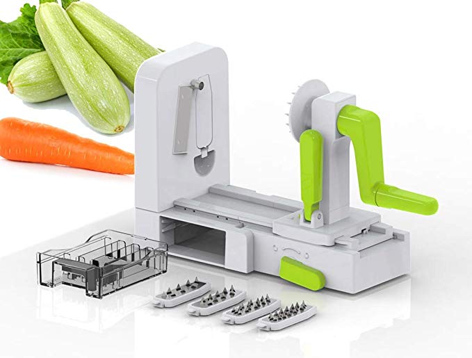 Folding 5-Blade Spiralizer - Vegetable Spiral Slicer Zucchini Spaghetti Noodle and Pasta Maker For for Low Carb/Paleo/Gluten-Free Meals By Vinipiak