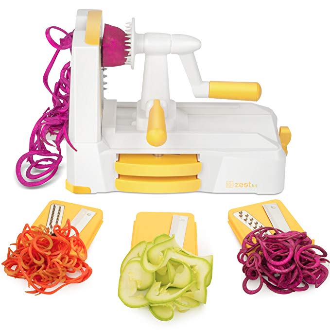 Zestkit Tri - Blade Spiralizer Vegetable Slicer Strongest - and - the Heaviest Duty Veggie Pasta & Spaghetti Maker for Low Carb/Paleo/Gluten - Free Meals