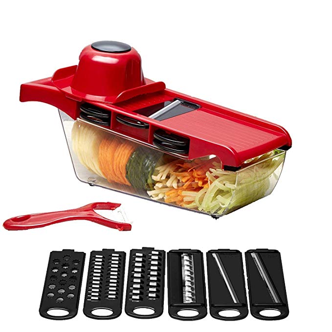 Mandoline Vegetable Cutter Grater Slicer With 6 Stainless Steel Interchangeable Blades / 6 IN 1 Multifunction Vegetable Slicer