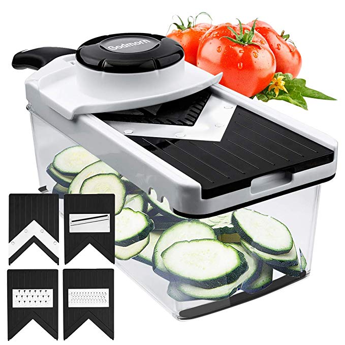 Adjustable Mandoline Slicer Vegetable Slicer - Godmorn 5 V Blades - V Slicer Veggie Slicer Mandoline Food Slicer - Mandoline Cutter Vegetable Cutter - Grater & Julienne Slicer