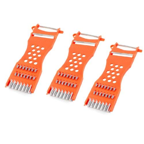 Sourcingmap a13082900ux0898 Metal Scraper Fruit Grater Slicer Vegetable Peeler Orange Red (Pack of 3)