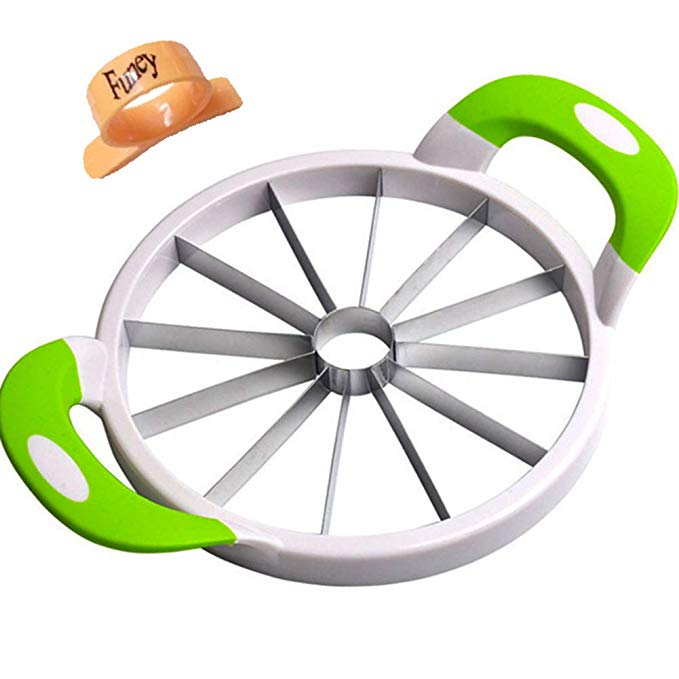 Watermelon Slicer 15'' Large Stainless Steel Fruit Melon Slicer Cutter Peeler Corer Server for Home -Bonus Orange Peeler