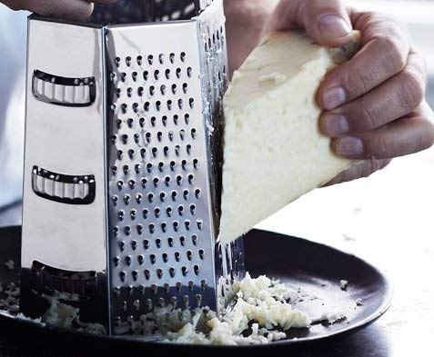 Cheese Grater, Sharp Stainless Steel, 6 Sided Box All-in-One, Hard Cheese/Parmesan, Zester, Julienne, Vegetable Slicer, Easy Clean-up