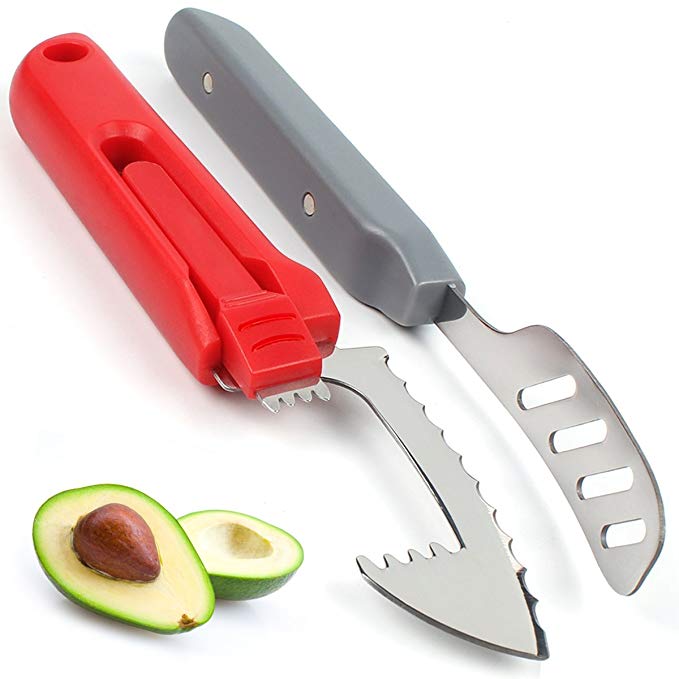 Avocado Slicer, Atemto 5 in 1 Avocado Pitter Cutter Masher Skinner Peeler Scoop Stainless Steel Magnets Save Kitchen Tool for Making Guacamole