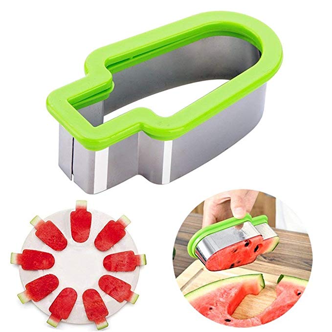 Aremazing Watermelon Slicer Creative Stainless Steel Watermelon Ice Cream Popsicle Shape Melon Cutter Mold Tool (Green)