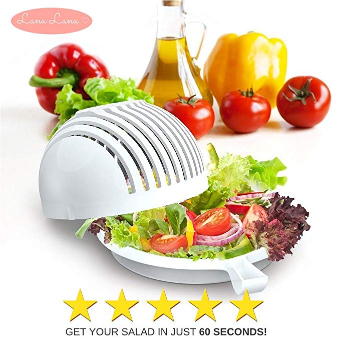 Salad Cutter Bowl, 60 Seconds Salad Maker, 3 in 1 Multifunctional Vegetable Fruit Chopper, 2nd generation, BPA free