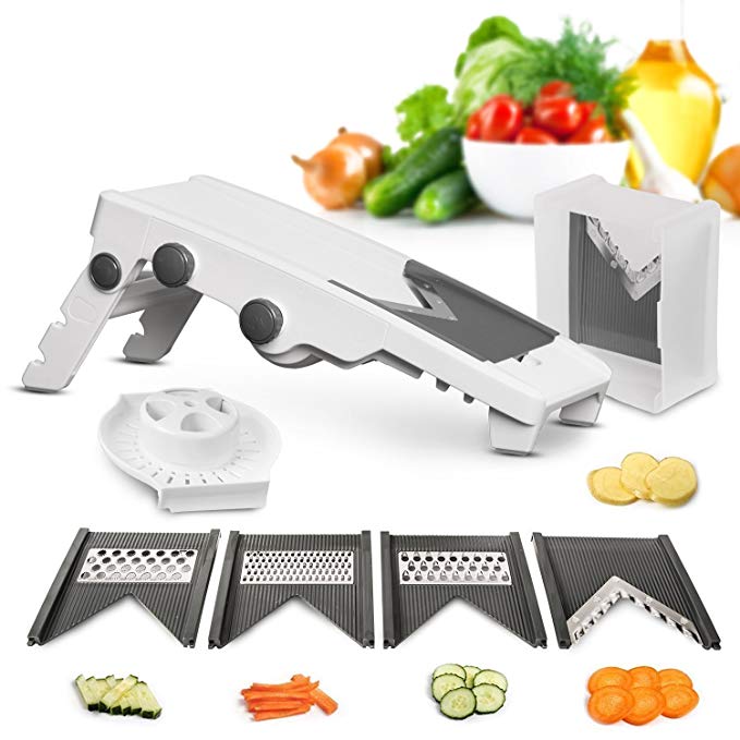 Mueller Austria V-Pro 5 Blade Adjustable Mandoline Slicer – White/Grey