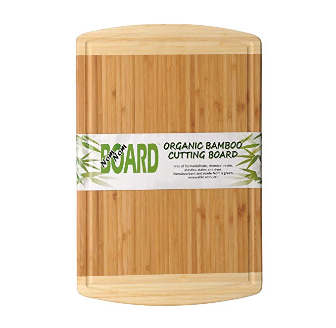 PREMIUM Quality ORGANIC Bamboo Wood Cutting Board with Juice Groove - Extra Large Bamboo Board 12x18 inches - Beautiful Gift