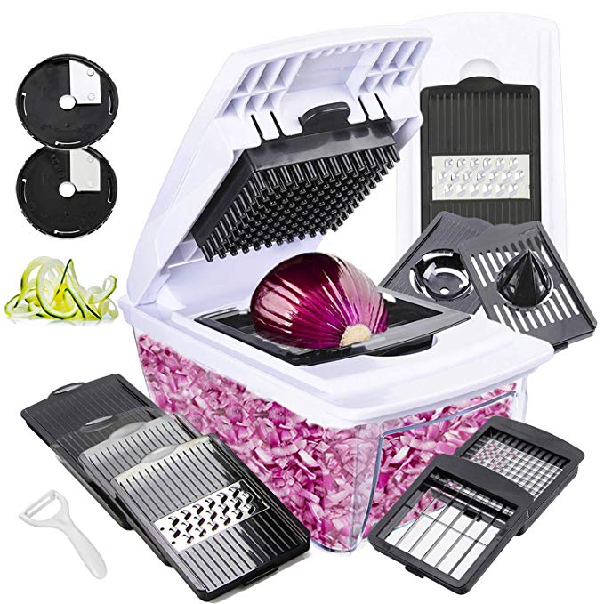 Vegetable Chopper Mandoline Slicer Dicer- 13 In 1 for Spiralizer Vegetable Slicer, Vegetable Dicer Food Chopper Dicer Pro - Food Choppers and Dicers - Spiralizer Vegetable Cutter - Veggie Chopper