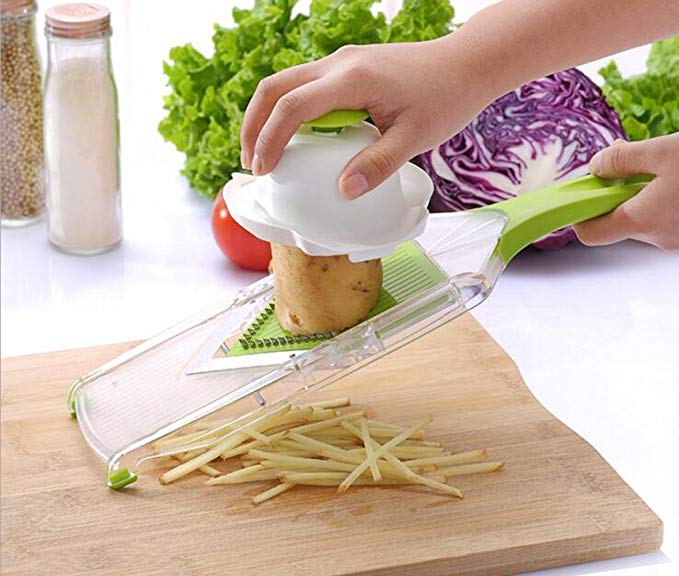 EIALA LOSANG V-Blade Hand-Held Mandoline Slicer - Vegetable Slicer - Food Slicer - Cheese Slicer - Fruit Slicer, Veggie Chopper & Potato Chip Slicer - with 4 Surgical Grade Stainless Steel Blades